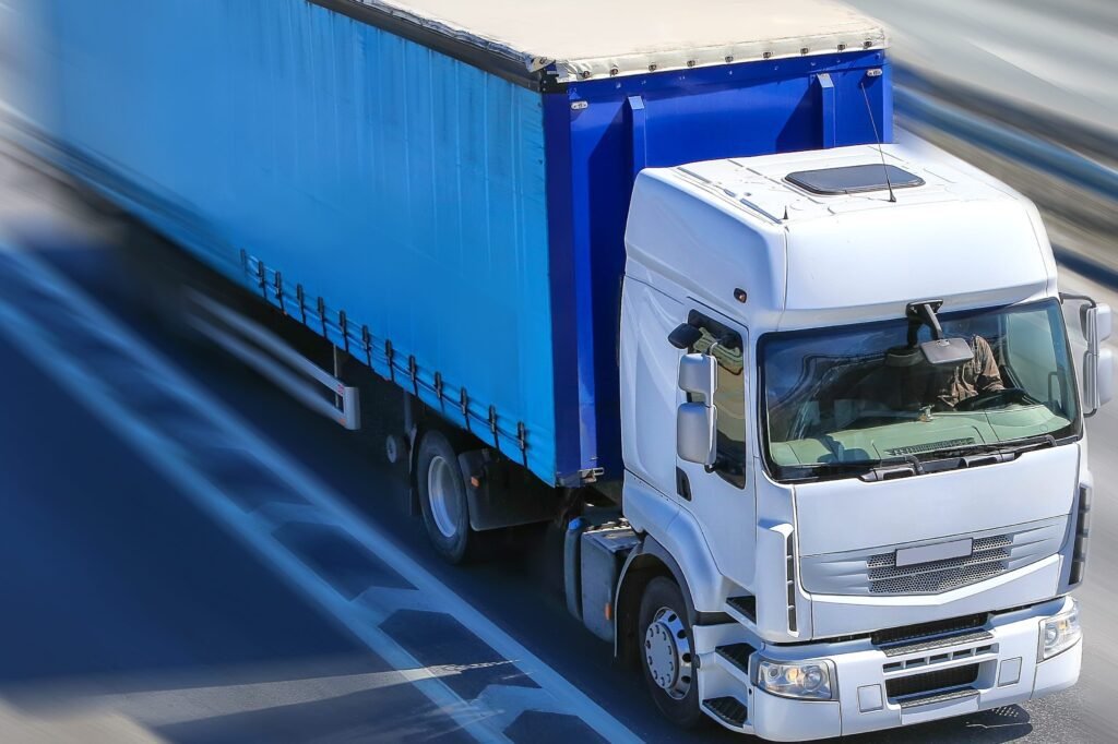 truck moves on highway